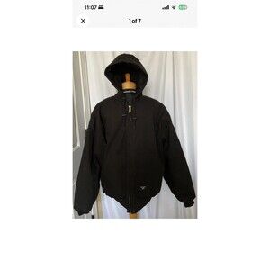 Walls Work Wear Mens Large Tall Hooded Jacket Black Insulated Workwear Full Zip